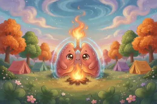 A friendly oxygen creature in a flower filled meadow
